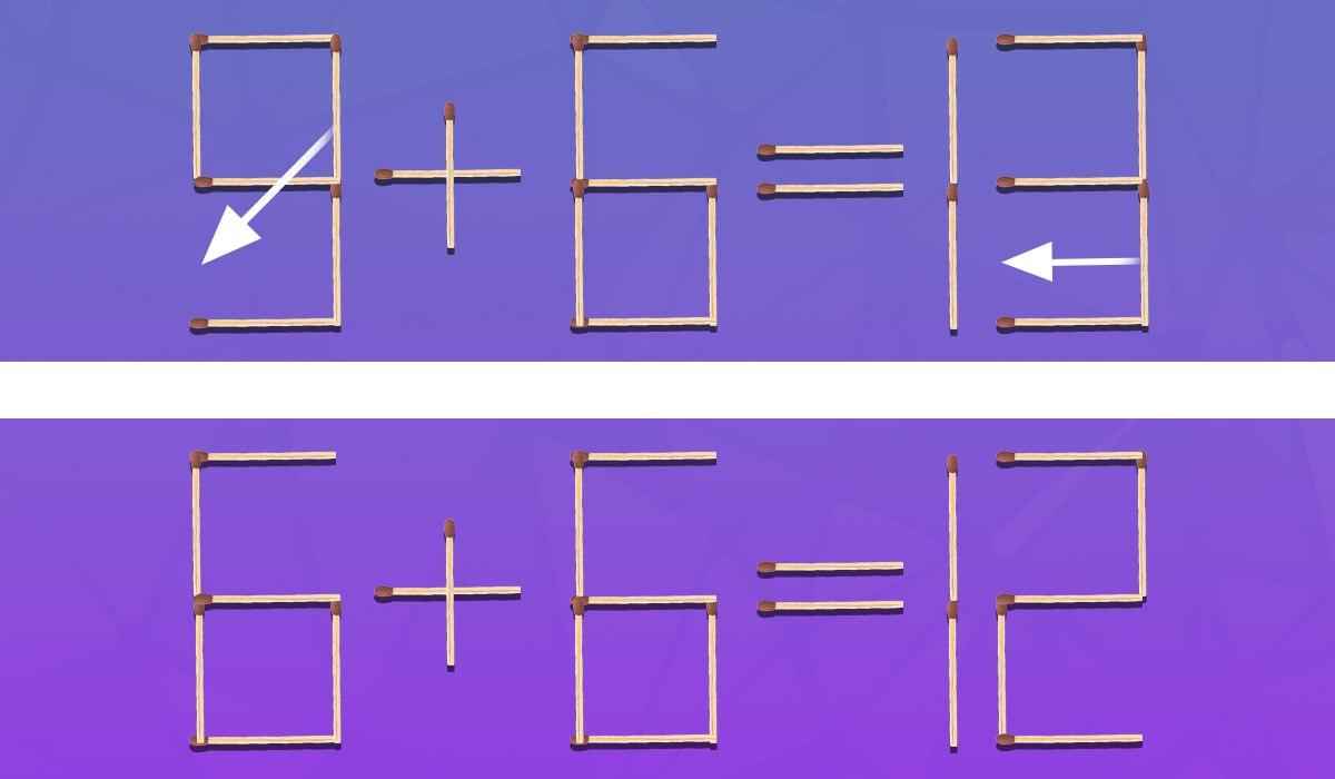 Úkol pro génie: aby byla rovnost správná, musíte přetáhnout 2 zápalky.