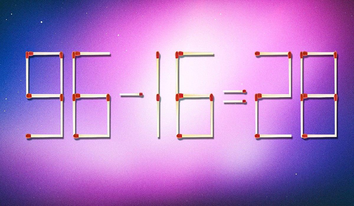 Musíte vyškrtnout 2 shody, aby byla rovnost správná: hádanka pro génie